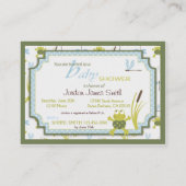 Ribbit FrogとDragonfly赤ちゃんシャワー エンクロージャーカード (裏面)