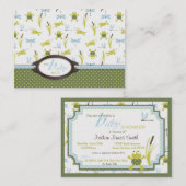 Ribbit FrogとDragonfly赤ちゃんシャワー エンクロージャーカード (正面/裏面)