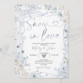 Ribbon and Bow Winter Snow in Love Bridal Shower 招待状 (正面/裏面)