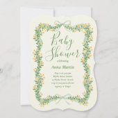Ribbon Bow and Greenery Baby Shower Invitation 招待状 (正面)