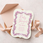 Ribbon Bow and Greenery Baby Shower Invitation 招待状