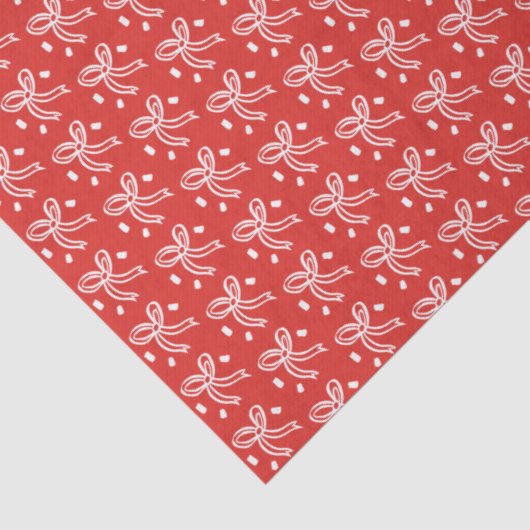 Ribbon Bow Doodle CHRISTMAS Holiday Red White 薄葉紙 (詳細)