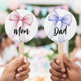 Ribbon Bow Mom Dad Baby Shower Guess Who Game ハンドファン