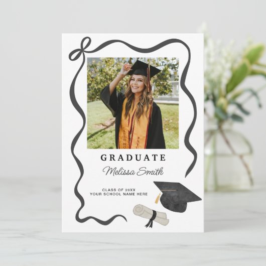 Ribbon Bow Photo Graduation 案内状 (スタンド正面)