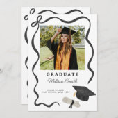 Ribbon Bow Photo Graduation 案内状 (正面/裏面)