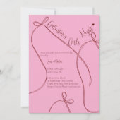 Ribbon Bows – Modern Galentine's girls night 招待状 (正面)