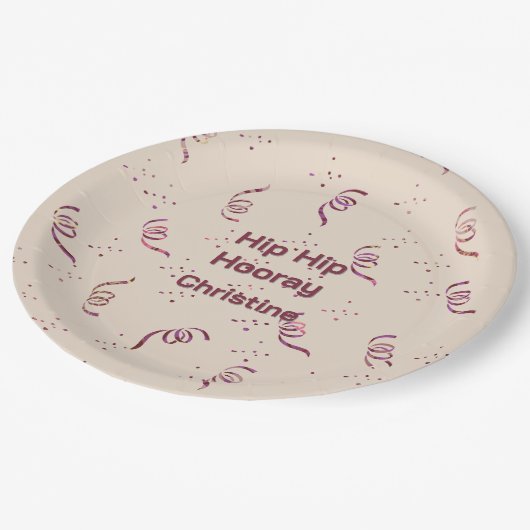 Ribbon & Confetti Any Age Birthday Party ペーパープレート (アングル)