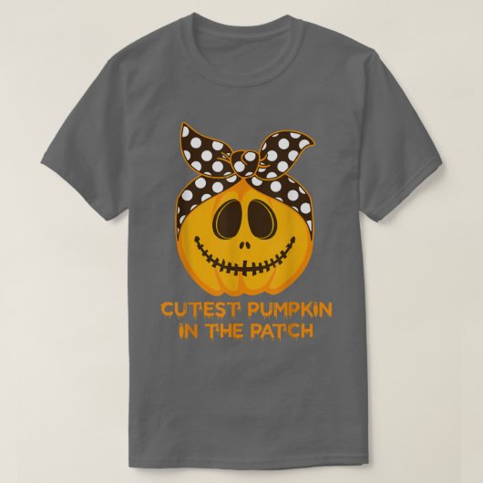 Ribbon Cutest Pumpkin In The Patch Costume Spooky  Tシャツ (デザイン正面)