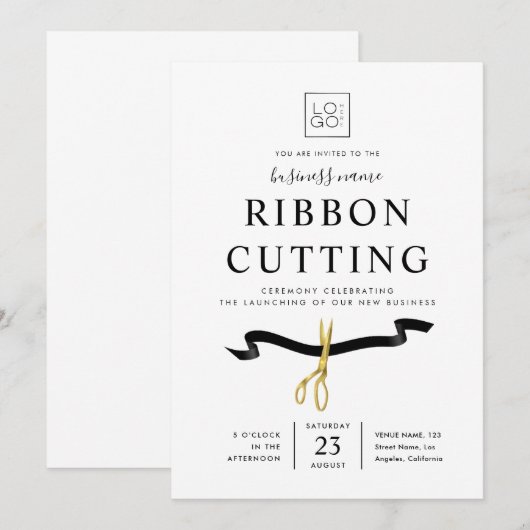 Ribbon Cutting Grand Opening Business Launch Event 招待状 (正面/裏面)