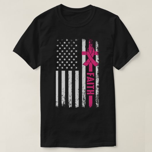 Ribbon Faith Breast Cancer Awareness  Tシャツ (デザイン正面)