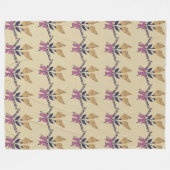 Ribbon flower bouquet pattern フリースブランケット (正面(横))