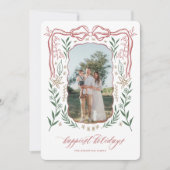 Ribbon Frame Christmas Card with Bow シーズンカード (正面)