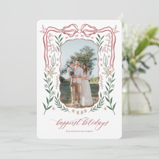 Ribbon Frame Christmas Card with Bow シーズンカード (スタンド正面)