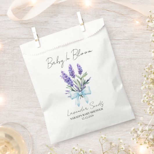 Ribbon | Lavender Seeds Baby Shower Favor Bag フェイバーバッグ (クリップ留めされた状態)