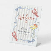 Ribbon Lobster She is Catch Bridal Shower Welcome 台座サイン (正面)