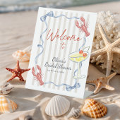 Ribbon Lobster She is Catch Bridal Shower Welcome 台座サイン