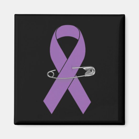 Ribbon Pin – 膵臓がん認識度項目W マグネット (正面)