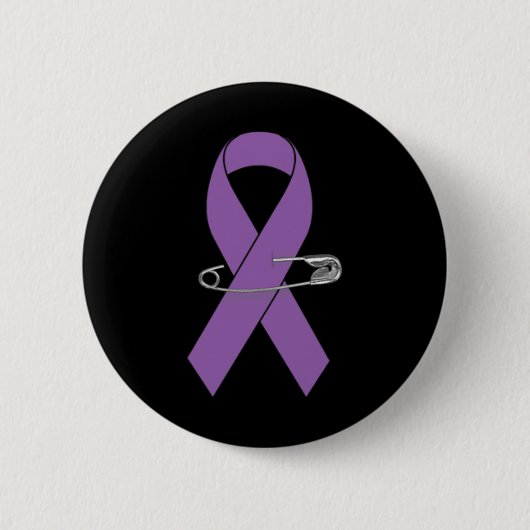 Ribbon Pin – 膵臓がん認識度項目W 缶バッジ (正面)