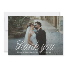 Ribbon Script Minimalist Wedding Photo 