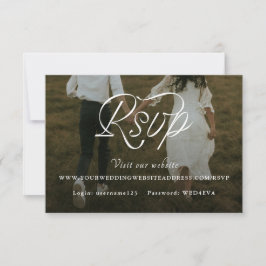 Ribbon Script Minimalist Wedding Photo 出欠カード