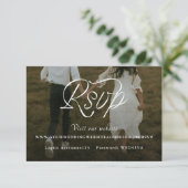 Ribbon Script Minimalist Wedding Photo 出欠カード (スタンド正面)