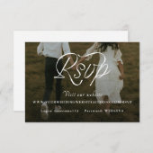 Ribbon Script Minimalist Wedding Photo 出欠カード (正面/裏面)