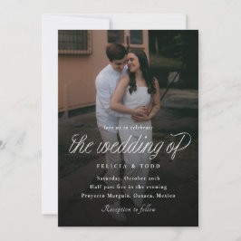 Ribbon Script Minimalist Wedding Photo 招待状