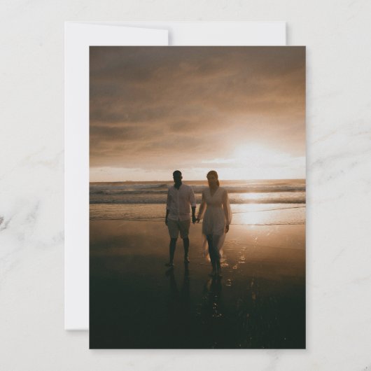 Ribbon Script Minimalist Wedding Photo 招待状 (裏面)