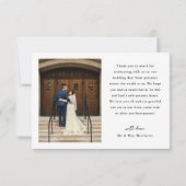 Ribbon Script Minimalist Wedding Photo Small サンキューカード (裏面)