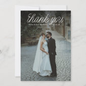 Ribbon Script Top Minimalist Wedding Photo  サンキューカード (正面)
