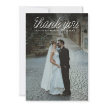 Ribbon Script Top Minimalist Wedding Photo 