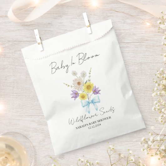 Ribbon | Wildflower Seeds Baby Shower Favor Bag フェイバーバッグ (クリップ留めされた状態)