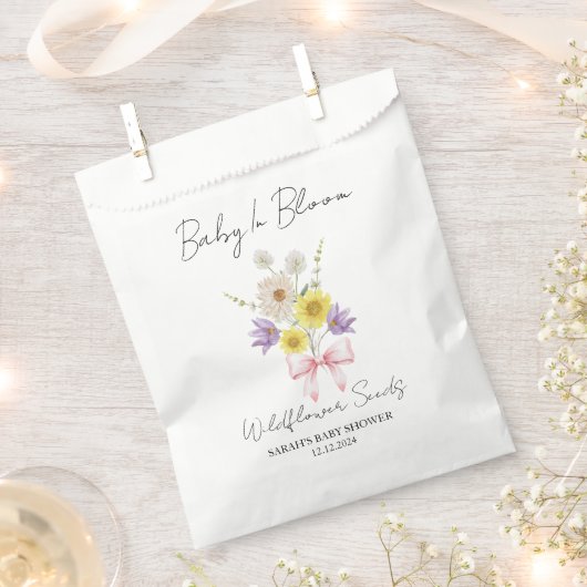 Ribbon | Wildflower Seeds Baby Shower Favor Bag フェイバーバッグ (クリップ留めされた状態)