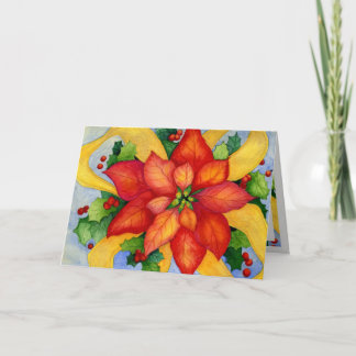 Ribbonedのポインセチアのクリスマスカード シーズンカード