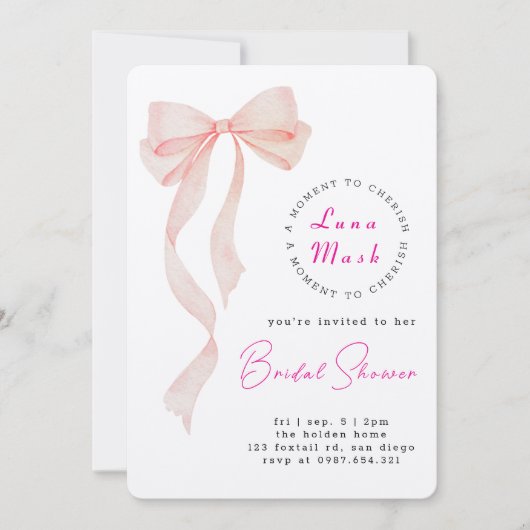 Ribbons & Romance Bridal Shower 招待状 (正面)