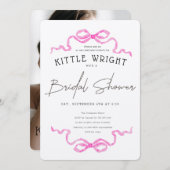  Ribbons & Romance Bridal Shower 招待状 (正面/裏面)