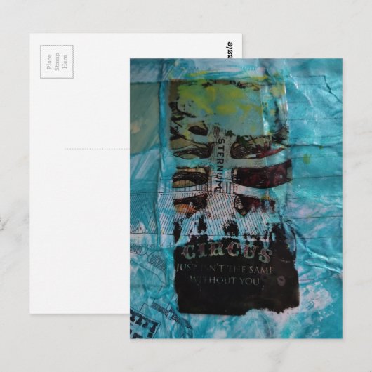 Ribs Circus random mixed media collage ポストカード (正面/裏面)