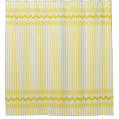 Ric Racトリムストライプの付きの黄色と白のチクタク シャワーカーテン (正面)