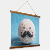 Rice Ball with Mustache 吊り下げ型タペストリー (傾斜あり)