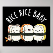 Rice Rice Baby Funny Sushi Pun Dark BG ポスター (正面)
