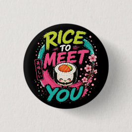 Rice to Meet You - かわいい可愛い寿司デザイン 缶バッジ