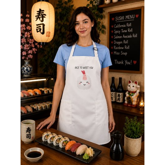 Rice To Meet You かわいい寿司 ロングエプロン