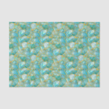 Rich Aqua Teal Gold Watercolor Mosaic Sea Glass 