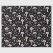 Rich Black Dark Academia Fungi Seamless Pattern ラッピングペーパー (フラット)