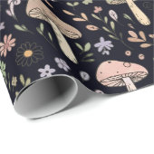 Rich Black Dark Academia Fungi Seamless Pattern ラッピングペーパー (ロールコーナー)