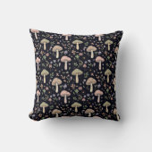 Rich Black Fungi Pattern Gothic Dark Academia クッション (正面)