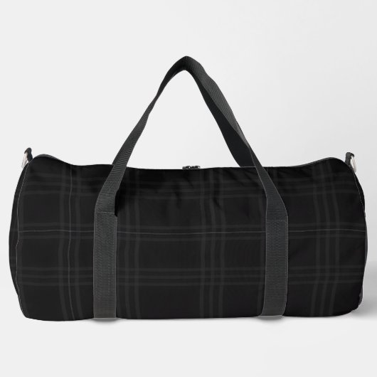 Rich Black Tones Scottish Tartan Plaid Pattern  ダッフルバッグ (正面)