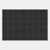 Rich Black Tones Scottish Tartan Plaid Pattern ラッピングペーパーシート (正面3)