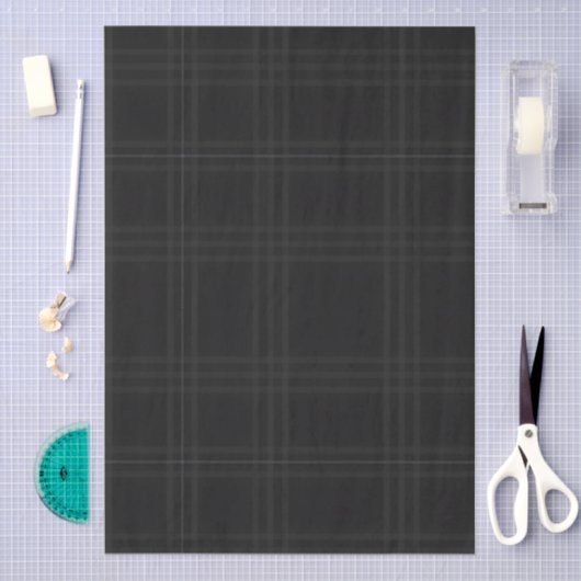 Rich Black Tones Scottish Tartan Plaid Pattern 薄葉紙 (クラフト)