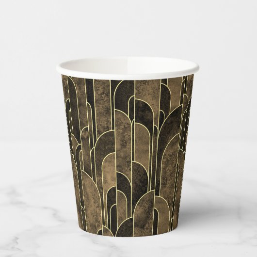 Rich Brown and Gold Art Deco Pattern 紙コップ (左)